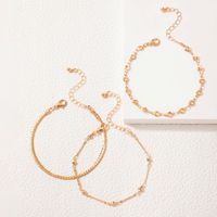 Simple Round Geometric Hollow Three-layer Anklet main image 5