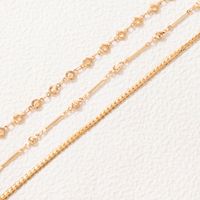 Simple Round Geometric Hollow Three-layer Anklet main image 6