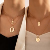 Simple Golden Head Alloy Geometric Letter Multi-layer Necklace main image 1