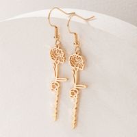 Simple Alloy Rose Hollow Geometric Irregular Flower Earrings main image 5