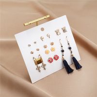 Fashion Diamond Cross Tassel Owl Earrings 9 Pairs Wholesale main image 1