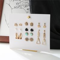 Retro 9 Pairs New Rhinestone-studded Crown Love Butterfly Earrings main image 1
