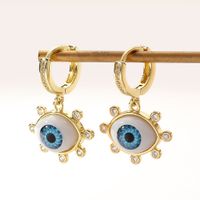 Fashion Blue Eye-shaped Inlaid Zircon Copper Earrings Wholesale main image 5