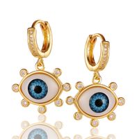 Fashion Blue Eye-shaped Inlaid Zircon Copper Earrings Wholesale main image 6