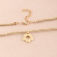 Cute Golden Hollow Flower Bead Alloy Necklace main image 3