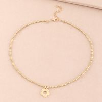 Cute Golden Hollow Flower Bead Alloy Necklace main image 4