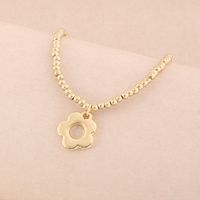 Cute Golden Hollow Flower Bead Alloy Necklace main image 5