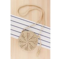 New Round Tassel Handmade Shoulder Messenger Straw Woven Bag 22*22cm main image 2