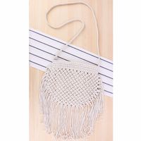 Retro Ethnic Handmade Cotton Thread Woven Tassel Messenger Bag30*25cm main image 3