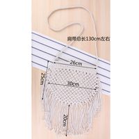 Retro Ethnic Handmade Cotton Thread Woven Tassel Messenger Bag30*25cm main image 6