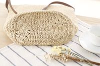 New Straw Women's Shoulder Braided Beach Solid Color Paper Bag32*32*14cm main image 6