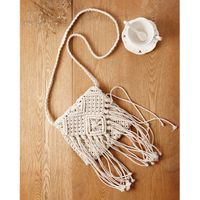 Simple Tassel Messenger Straw Woven Retro One-shoulder Cotton Woven Bag 20*20cm main image 2