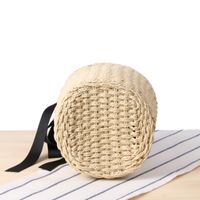 New Cylindrical Hand-carrying Straw Woven Summer Woven Bag 16*19cm main image 3