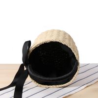 New Cylindrical Hand-carrying Straw Woven Summer Woven Bag 16*19cm main image 4