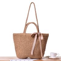 Fashion Hand-embroidered Sequined Hand-held Straw Woven Bag48*30*11cm main image 4