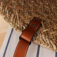 Casual Stitching Handmade Portable Vegetable Basket Straw Woven Bag 43*13*20cm main image 5