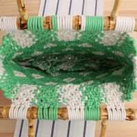 New Bamboo Plaid Straw Lace Hand-held Hand-carried Cotton Rope Woven Bag 30*26cm main image 6