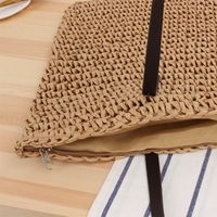 New Large-capacity Solid Color Shoulder Hand-woven Straw Bag 48*36cm main image 5