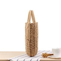 Simple Solid Color Hand-carried Straw Bag Casual Hand-woven Bag 36*40cm main image 3