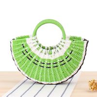 Color Fruit Hand Cute Semi-circular Handmade Pvc Woven Beach Straw Bag28*17*8cm main image 4