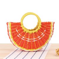 Color Fruit Hand Cute Semi-circular Handmade Pvc Woven Beach Straw Bag28*17*8cm main image 5