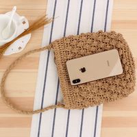 Cylindrical Hand-carried Woven Cute Bucket Straw Leisure Bag20*14cm main image 3