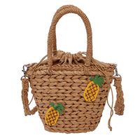 Bolso De Mensajero De Un Solo Hombro De Playa De Cubo Nuevo De Paja Para Mujer 22 * 17 * 10 Cm sku image 1