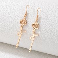 Simple Alloy Rose Hollow Geometric Irregular Flower Earrings sku image 1