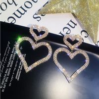 Exaggerated Super Flash Double Love Flash Diamond Personality Earrings Earrings main image 5