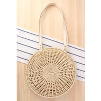 New Round Hollow One-shoulder Woven Straw Woven Round Women's Bag32*7.5cm sku image 2