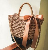 Fashion Hand-embroidered Sequined Hand-held Straw Woven Bag48*30*11cm sku image 3