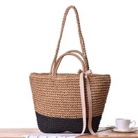 Bohemian Bow One-shoulder Hand-held Straw Bag 45*30*11cm sku image 4