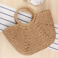 Simple Solid Color Hand-carried Straw Bag Casual Hand-woven Bag 36*40cm sku image 2