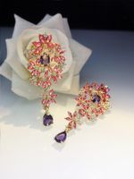 Korean Style Fashion Hollow Flower Studded Diamond Zircon Earrings main image 3