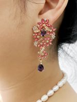 Boucles D&#39;oreilles En Zircon Avec Diamants Cloutés De Fleurs Creuses De Style Coréen main image 6