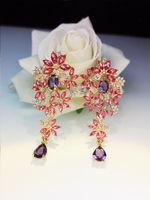 Korean Style Fashion Hollow Flower Studded Diamond Zircon Earrings main image 7