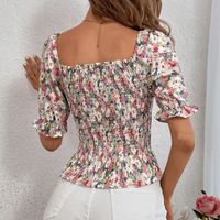 Sommerliches, Eng Anliegendes Chiffon-hemd Mit Stretch-plissee Und Blumenmuster In Rosa main image 3