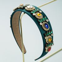 Vintage Style Colorful Gemstone Emerald Headband sku image 1