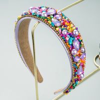 Baroque Style Purple Gemstone Pearl Headband sku image 1