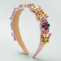 Baroque Style Flower Diamond Colorful Headband sku image 1