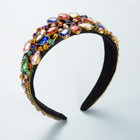 Retro Wide Brim Colorful Gemstone Headband sku image 1
