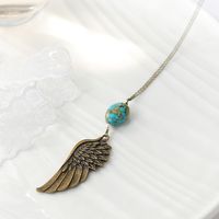 Retro Feathers Carved Eagle Wings Inlaid Turquoise Pendant Necklace main image 3