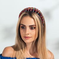 Baroque Vintage Style Inlaid Ruby Wide Brim Headband main image 1