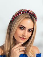 Baroque Vintage Style Inlaid Ruby Wide Brim Headband main image 3