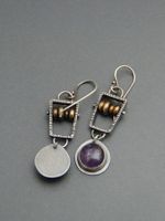 Creative Abacus Beads Natural Stone Amethyst Alloy Earrings main image 3