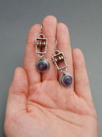Creative Abacus Beads Natural Stone Amethyst Alloy Earrings main image 6