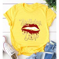 Lip Letter Print Casual Short Sleeve T-shirt sku image 12