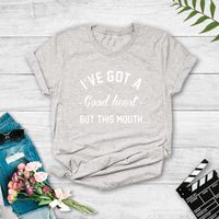 Camiseta De Manga Corta Informal Con Estampado En Inglés De Frase De Personalidad Para Mujer sku image 5