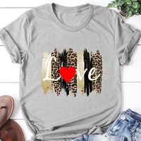 Creative Word Love Leopard Mother Print Casual Short-sleeved T-shirt Women main image 3