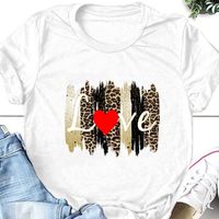 Creative Word Love Leopard Mother Print Casual Short-sleeved T-shirt Women sku image 1